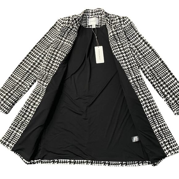 Carolina Belle Long Coat Plaid Houndstooth Classic Women's sz S White Black - Picture 6 of 12